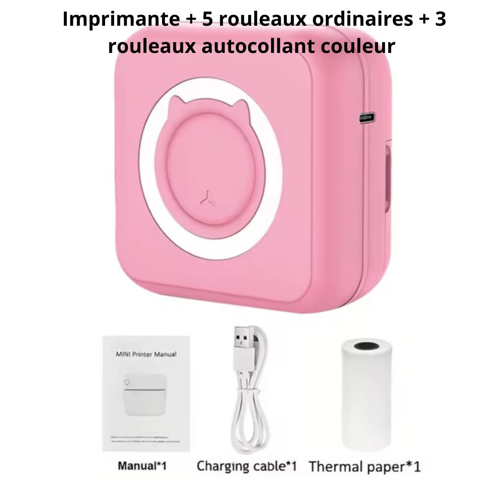 Mini-Imprimante Thermique Bluetooth – Sans Encre & Portable